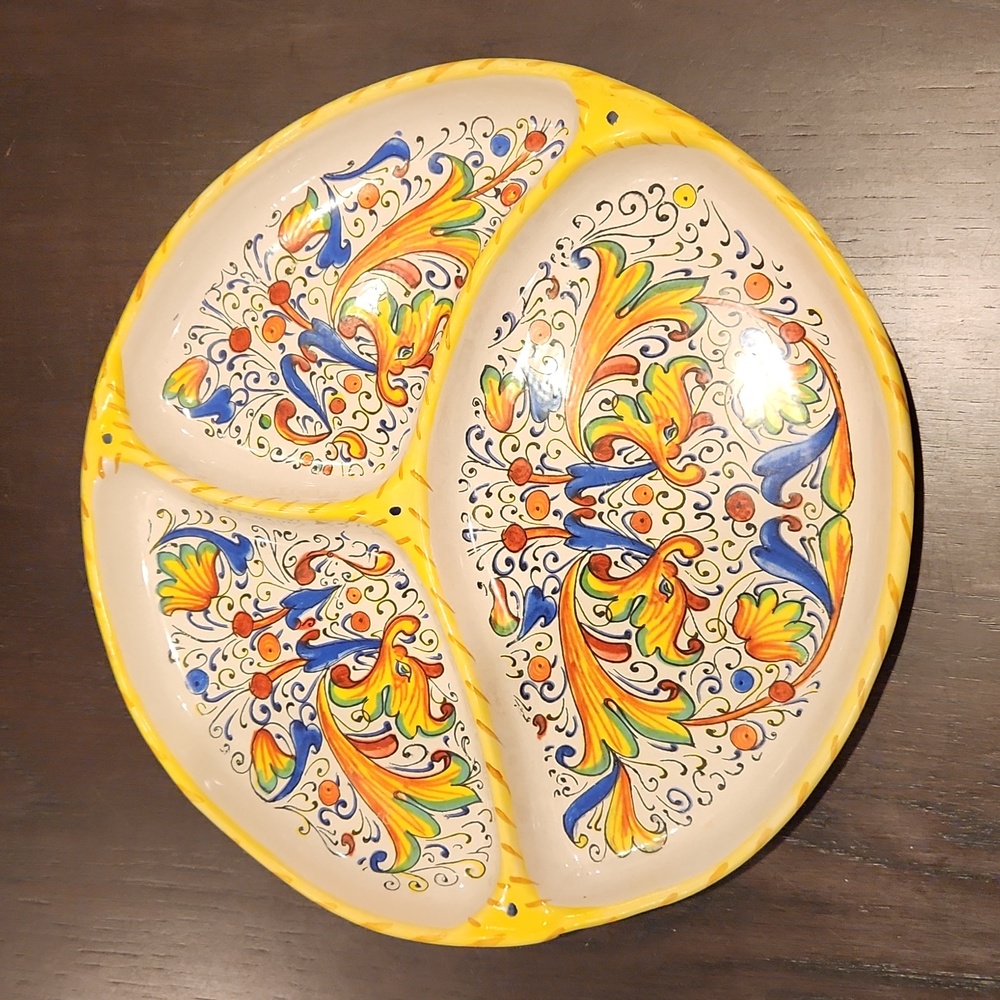 Meridiana Ceramiche Raffaellesco Pottery Made in Italy divided Serving Plate